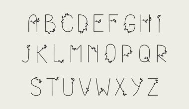 Beyaza izole edilmiş bir dizi harf. Tasarımlarınız için tipografik alfabe: logo, font, kartpostal, düğün davetiyesi. Vektör 