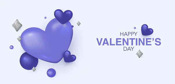 Счастливый День Валентина Искушает Сердцем Яркими Красками Знамя Празднику Сердцами — стоковый вектор