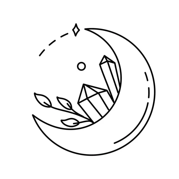 Lune Symboles Magiques Gribouille Main Mystique Boho Ésotérique Éléments Dessinés — Image vectorielle
