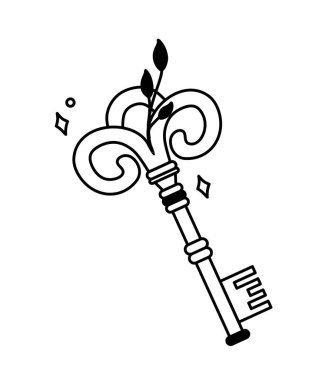 Anahtar eskidir. Sihirli semboller esrarengiz boho mistik elleri çizer. Taş kristalleri çizer. Sihirli vektör ögeleri