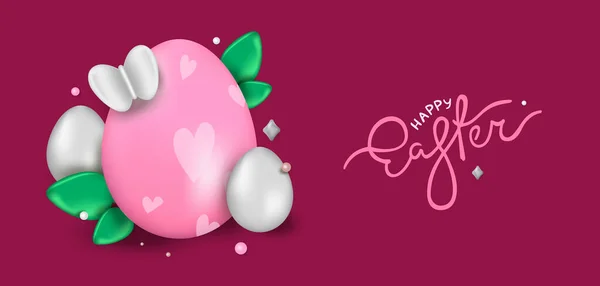 Diseño Del Día Pascua Huevos Pascua Realistas Sobre Fondo Lila — Vector de stock