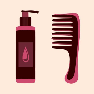 Saç bakım ürünleri. Kozmetik ürünleri seti. Karalama biçiminde vektör illüstrasyonu.