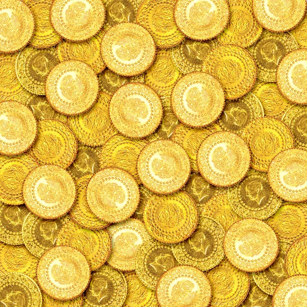 Golden Coins Background Turkish Gold Coins — Stock Photo, Image