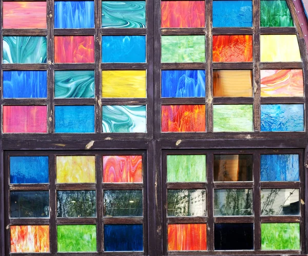 Bunte Glasmosaik Fenster Wand Texturierter Hintergrund — Stockfoto