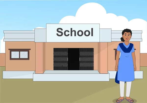 Indian Girl School Background Indian Girl School — Stock Vector