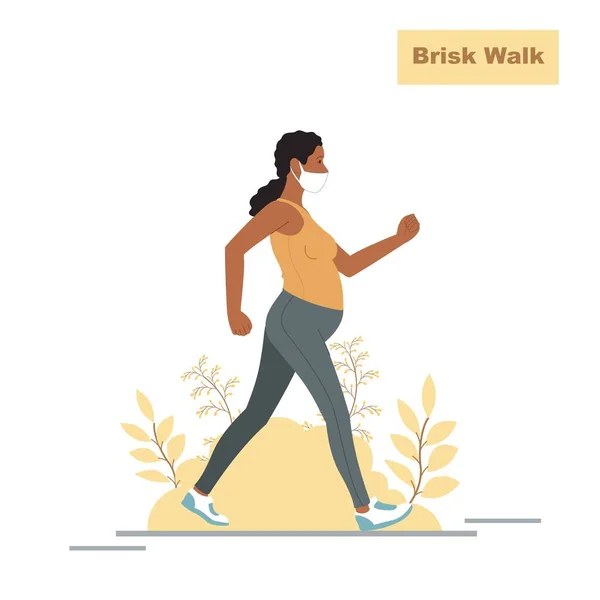 Hamile kadın yürüyüş egzersizi, Yürüyen Hamile Kadınlar Maskeli Vektör Sanatı 