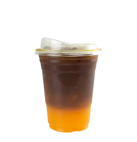 Americano Black Coffee Mix Orange Juice Isolated White Background — Foto de Stock