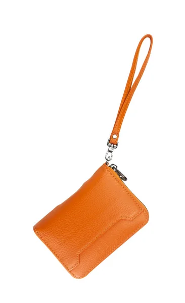 Orange Leather Women Bag Isolated White Background — Stock Photo, Image