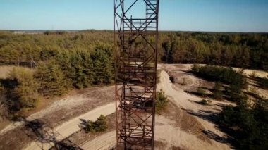 Fire watchtower built in rural area overlooking forests