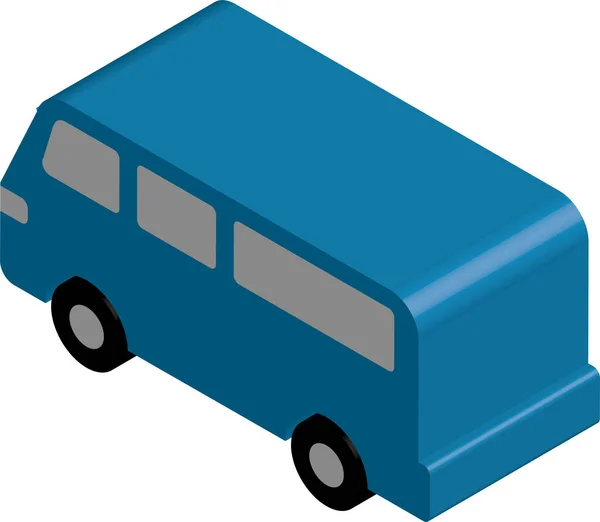  Beyaz arkaplanda izole edilmiş Isometric ticari minibüs simgesi