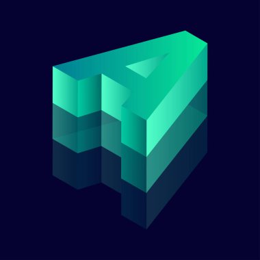  Isometric harf A. Vektör illüstrasyon 3D harf A
