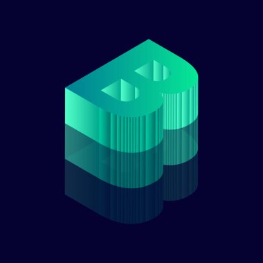  B harfli Isometric. 3 boyutlu B harfli vektör illüstrasyonu.