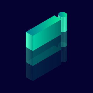  I. Isometric harfi. 3 boyutlu I harfli vektör illüstrasyonu.