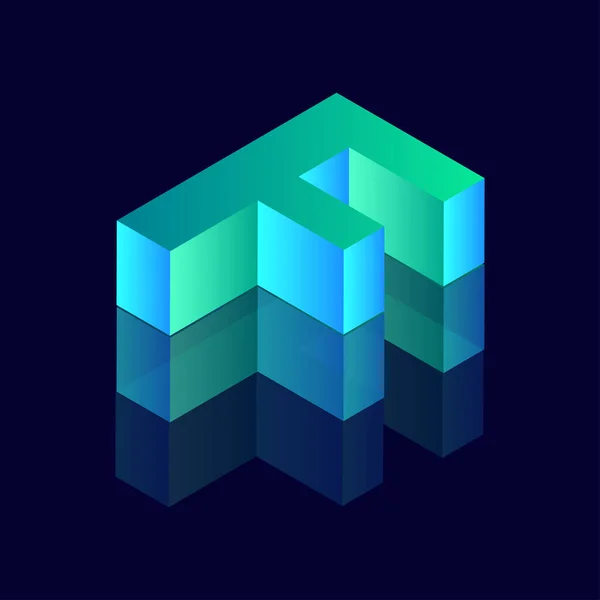 3 boyutlu F harfli Isometric F vektör çizimi