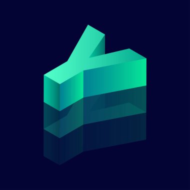 3 boyutlu Y harfli Isometric harfi Y vektör illüstrasyonu