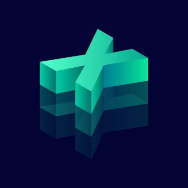 3 boyutlu X harfli Isometric harfi X. Vektör illüstrasyonu