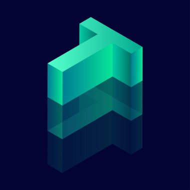  3 boyutlu T harfli Isometric T. Vektör çizimi