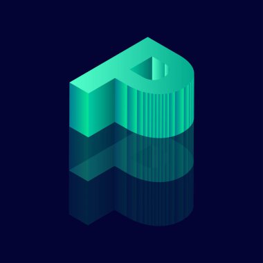  Isometric P harfi. Vektör illüstrasyonunda 3 boyutlu P harfi.