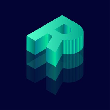  3 boyutlu R harfli Isometric R vektör çizimi