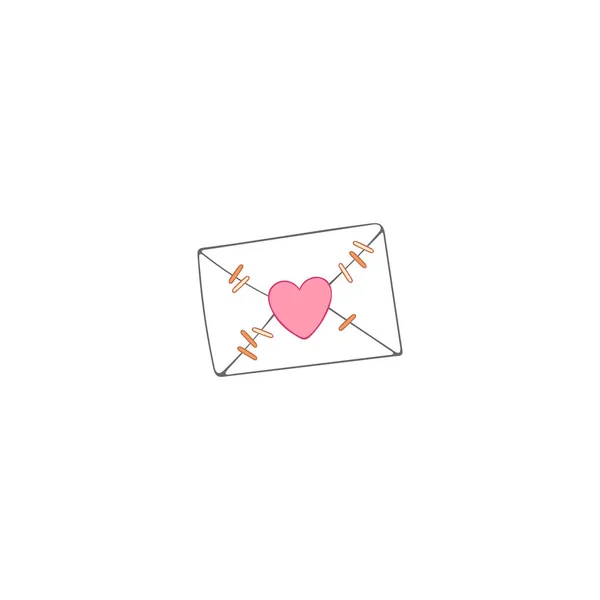 Love Message Envelope Isolated Vector Object White Background Valentine Day — Stock Vector