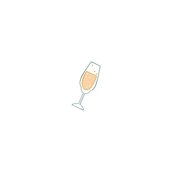 Champagneglas Bruiloft Kunst Geïsoleerd Vectorobject Witte Achtergrond Valentijnsdag Poster — Stockvector