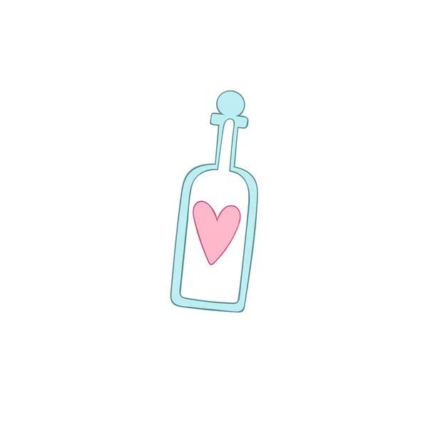 Бутылка Любви Символ Сердца Изолированный Векторный Объект Белом Фоне День — стоковый вектор