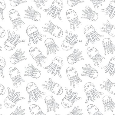 Çizgi film ahtapotları. Deniz yaratıkları. Kusursuz vektör deseni (arkaplan). Güzel iz..