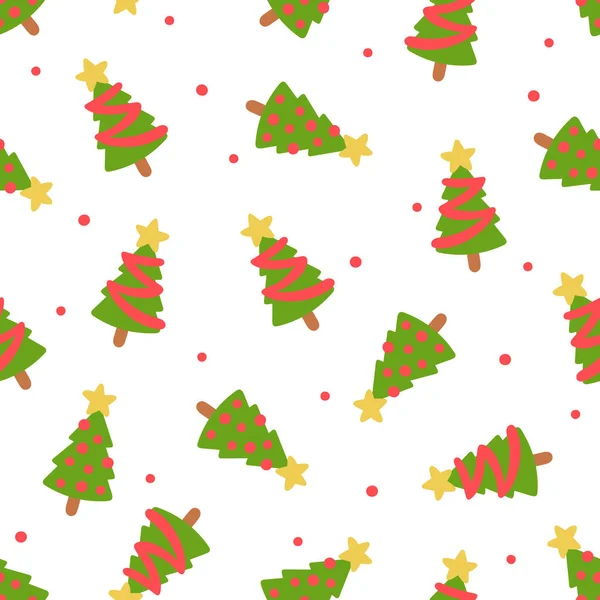 Χριστουγεννιάτικο Δέντρο Εορταστική Εκτύπωση Χωρίς Ραφή Διανυσματικό Μοτίβο Φόντο — Διανυσματικό Αρχείο