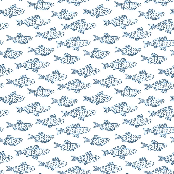 Pesce Stampa Animati Animali Marini Ornamento Oceanico Modello Vettoriale Senza Illustrazione Stock