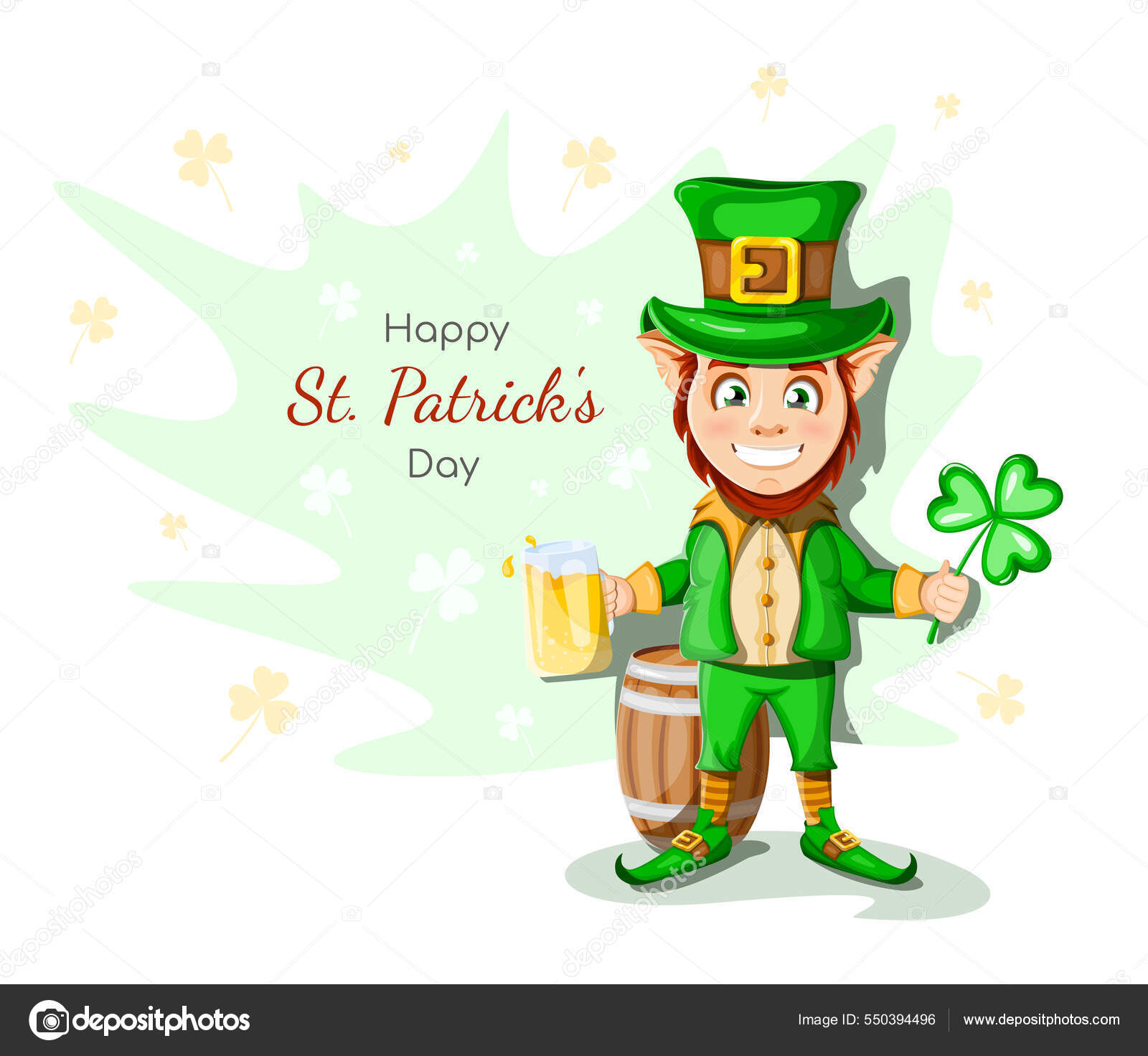 Postcard Happy Patrick's Day Cheerful Happy Leprechaun Mug Beer