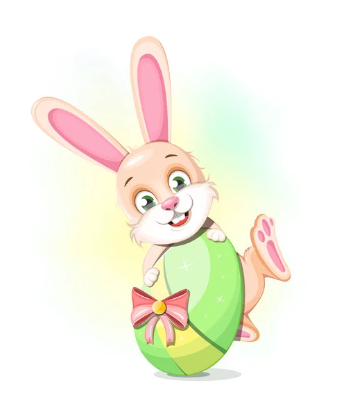 Lapin Pâques Mignon Joyeux Avec Oeuf Coloré — Image vectorielle