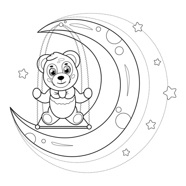 Coloring Page Cute Cartoon Panda Moo — Image vectorielle