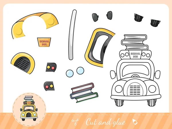 Cut and glue a cartoon yellow school bus