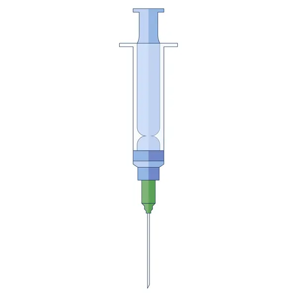 Seringa vazia para vacinas ou injeções médicas, ícone em estilo plano isolado sobre fundo branco. —  Vetores de Stock