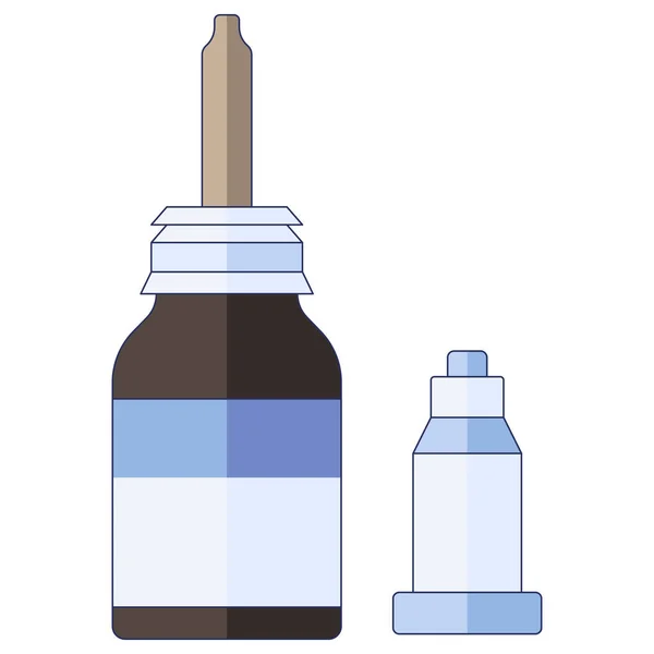 Medizinisches Konzept. Nasentropfen. Bei Erkältungen, Grippe, Husten Medikament Tropfen in der Nase in einem flachen Stil isoliert auf weißem Hintergrund. — Stockvektor