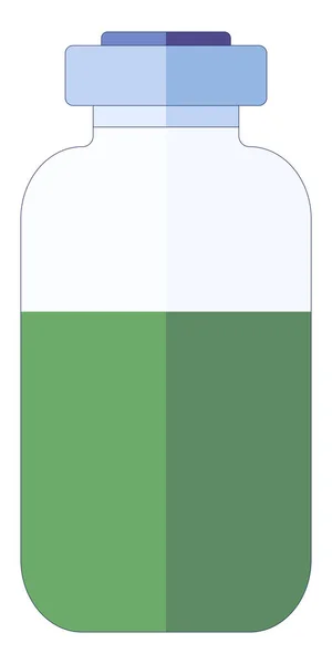 Piccola fiala medica con liquido verde per preparazioni iniettabili nel centro ospedaliero in uno stile piatto isolato su sfondo bianco. — Vettoriale Stock