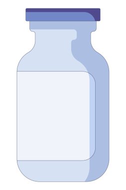 Hastane merkezinde beyaz arka planda izole edilmiş düz bir şekilde yapılan iğneler için küçük bir tıbbi ampul..