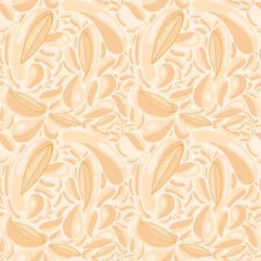 Tekstil ürünleri için meyvesiz desen, meyve suyu lekeli mango parçaları, düz bir tarzda mango smoothie..