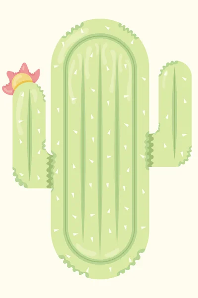 Cactus gevormde opblaasbare Matras Pictogram voor Pool Party, strandvakantie en hotelvakantie — Stockvector