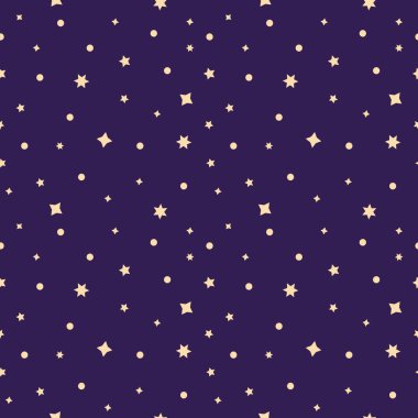   Düz bir şekilde yıldızlı, uzayın kusursuz deseni. Mistisizm, Cadılar Bayramı seti, ruhanilik, sihir. Vektör illüstrasyonu. Vektör illüstrasyonu