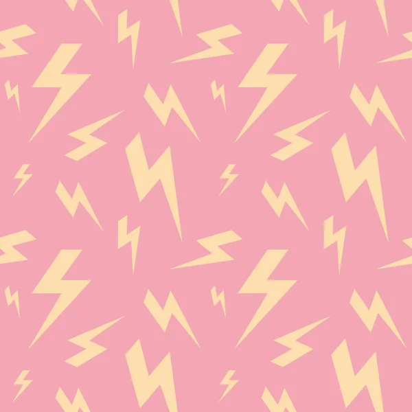 扁平的粉色背景上有闪电的无缝图案 矢量图解 图库插图