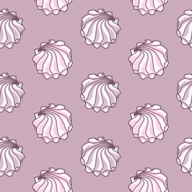 Vector seamless pattern with pink and purple meringues on purple background