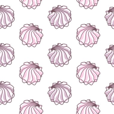 Vector seamless pattern with pink and purple meringues on white background