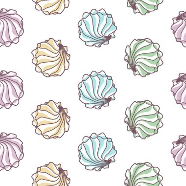 Vector seamless pattern with varicolored meringues on white background