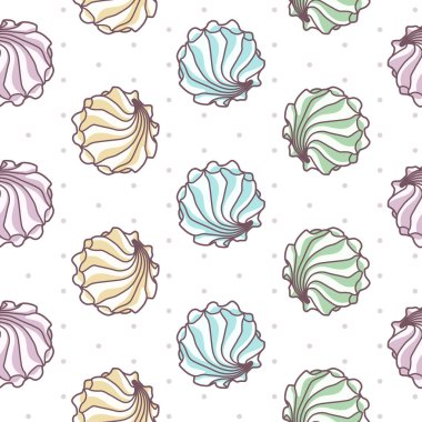 Polka dot beyaz zemin üzerine varicolored meringues ile vektör seamless modeli