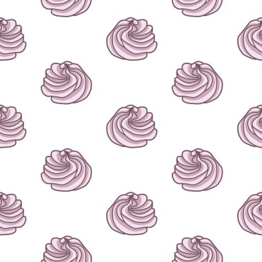Vector seamless pattern with pink and purple meringues on white background