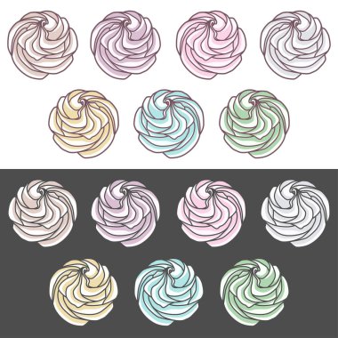 Vector set of meringues with and without outlines