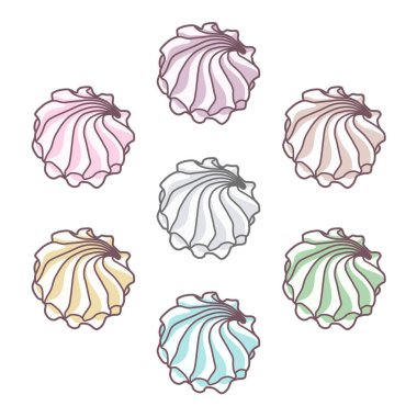 Vector seamless pattern with varicolored meringues on white background