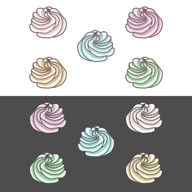 Vector set of meringues with and without outlines