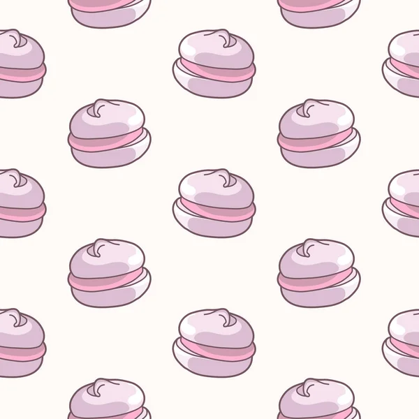 Vector seamless pattern with pink meringues on beige background